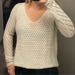 American Eagle Cream-Colored Woven Sweater